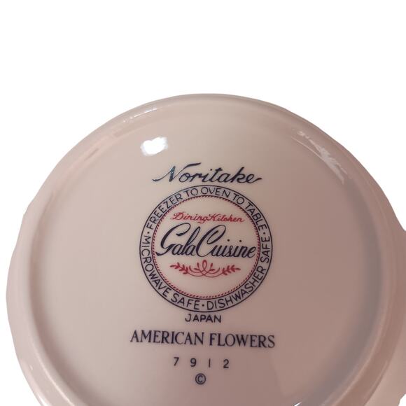 Noritake Gala Cuisine AMERICAN FLOWERS pattern 10" Round Pie Pan Dish Japan - Picture 5 of 6